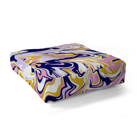 SunshineCanteen pink navy gold marble Floor Pillow Square