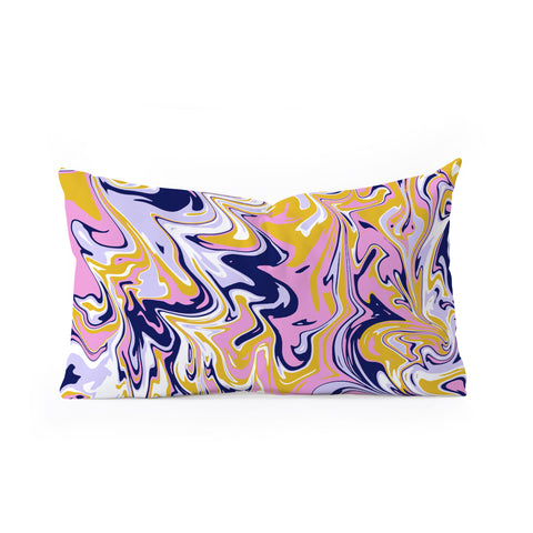 SunshineCanteen pink navy gold marble Oblong Throw Pillow