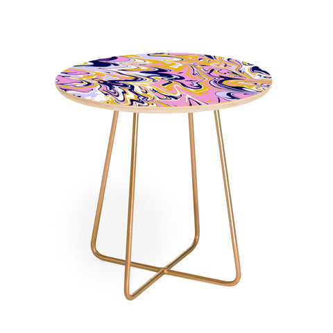 SunshineCanteen pink navy gold marble Round Side Table