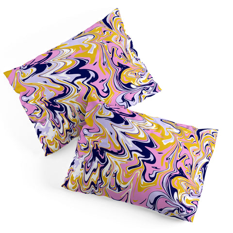 SunshineCanteen pink navy gold marble Pillow Shams