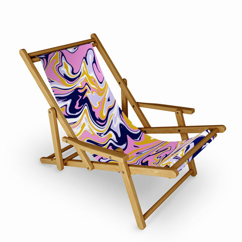 SunshineCanteen pink navy gold marble Sling Chair