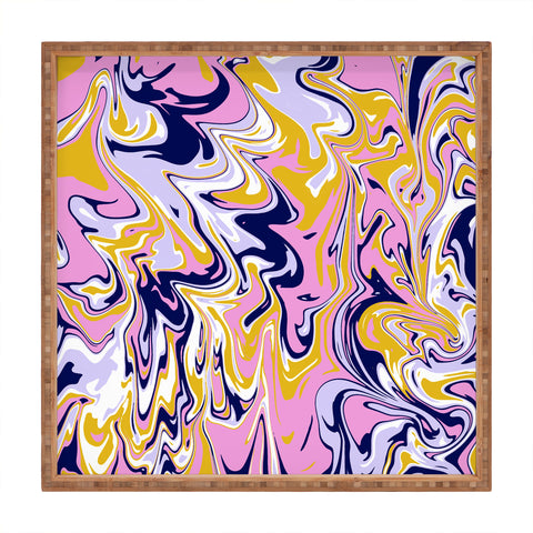 SunshineCanteen pink navy gold marble Square Tray