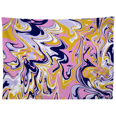 SunshineCanteen pink navy gold marble Tapestry