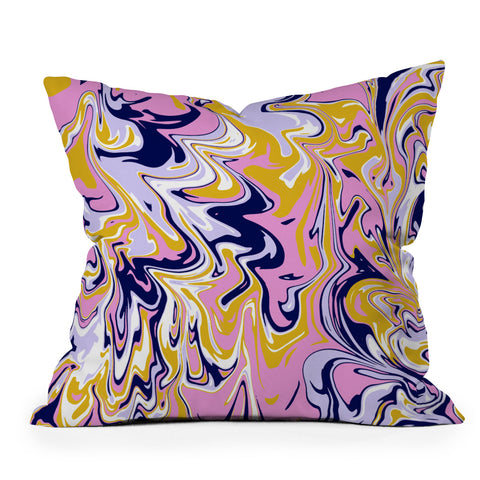 SunshineCanteen pink navy gold marble Throw Pillow