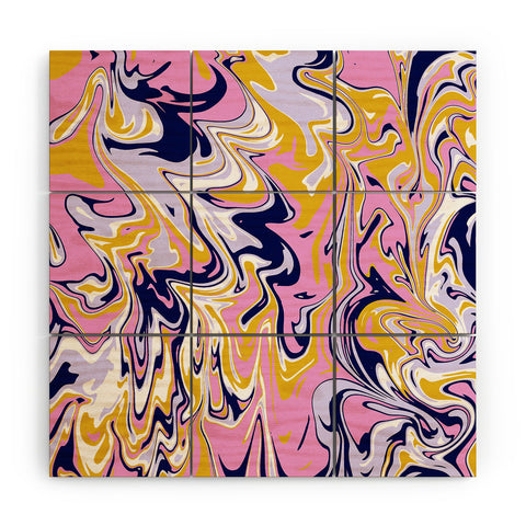 SunshineCanteen pink navy gold marble Wood Wall Mural