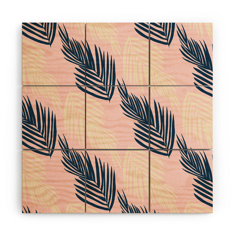 SunshineCanteen Pink Palms Wood Wall Mural