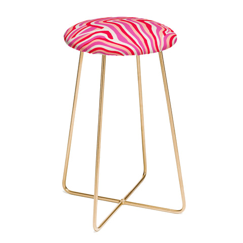 SunshineCanteen pink zebra stripes Counter Stool