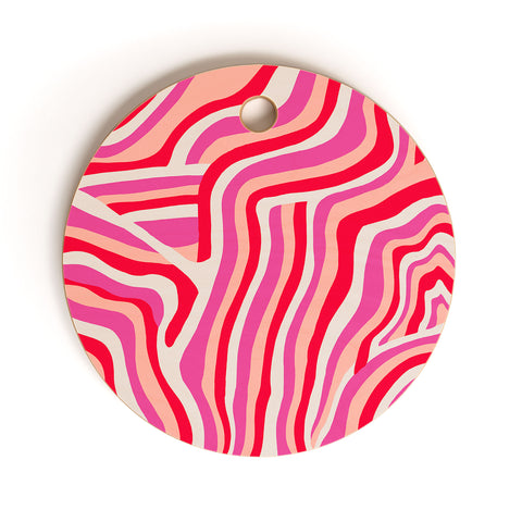 SunshineCanteen pink zebra stripes Cutting Board Round
