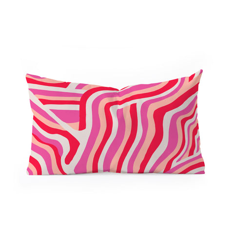 SunshineCanteen pink zebra stripes Oblong Throw Pillow