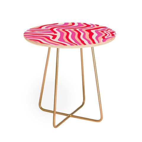 SunshineCanteen pink zebra stripes Round Side Table