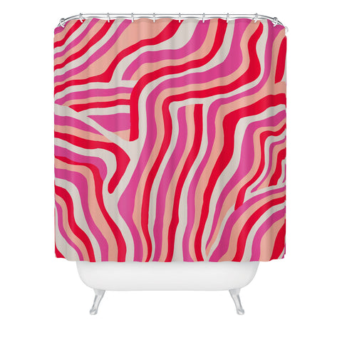 SunshineCanteen pink zebra stripes Shower Curtain