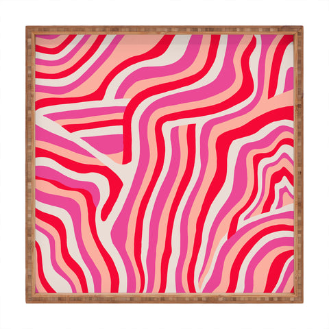 SunshineCanteen pink zebra stripes Square Tray