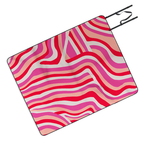 SunshineCanteen pink zebra stripes Picnic Blanket