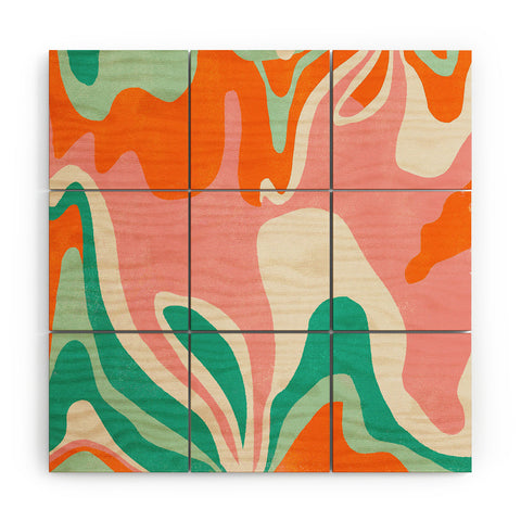 SunshineCanteen psychedelic fleurs Wood Wall Mural