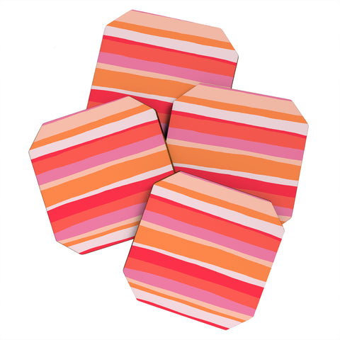 SunshineCanteen rosalita warm sunset stripes Coaster Set