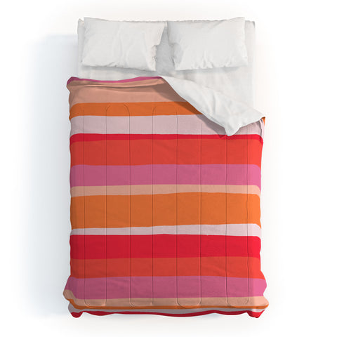 SunshineCanteen rosalita warm sunset stripes Comforter