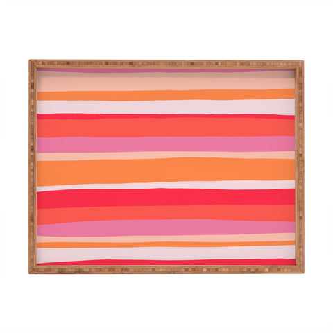 SunshineCanteen rosalita warm sunset stripes Rectangular Tray
