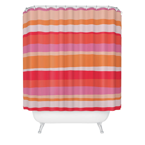 SunshineCanteen rosalita warm sunset stripes Shower Curtain