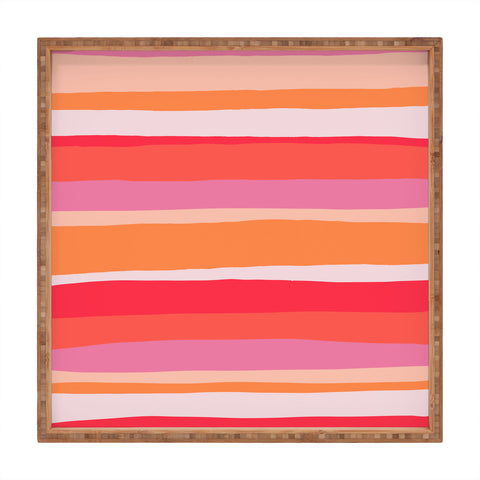SunshineCanteen rosalita warm sunset stripes Square Tray