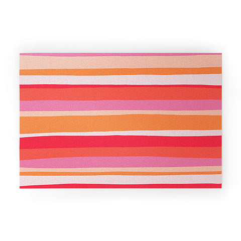 SunshineCanteen rosalita warm sunset stripes Welcome Mat