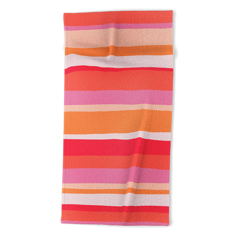 SunshineCanteen rosalita warm sunset stripes Beach Towel