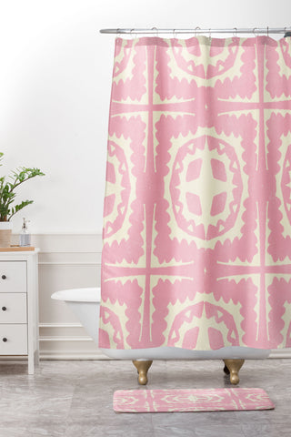 SunshineCanteen sayulita pink Shower Curtain And Mat