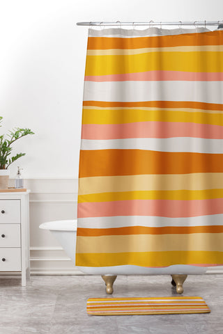 SunshineCanteen sedona stripes Shower Curtain And Mat