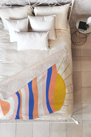 SunshineCanteen sunrise surf Fleece Throw Blanket