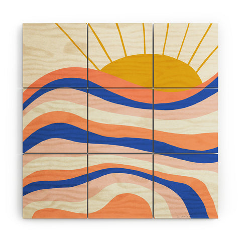 SunshineCanteen sunrise surf Wood Wall Mural