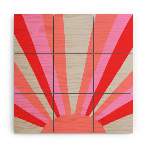 SunshineCanteen sunshine love coral Wood Wall Mural