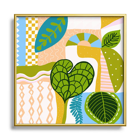 SunshineCanteen tropical boho vibes Square Metal Framed Art Print