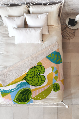 SunshineCanteen tropical boho vibes Fleece Throw Blanket