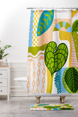 SunshineCanteen tropical boho vibes Shower Curtain And Mat