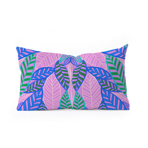 SunshineCanteen tropical lavender leaves Oblong Throw Pillow