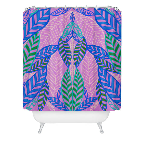SunshineCanteen tropical lavender leaves Shower Curtain