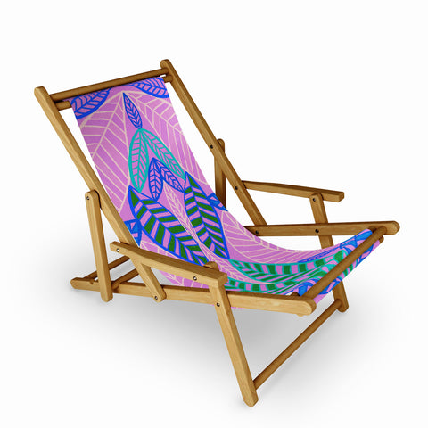 SunshineCanteen tropical lavender leaves Sling Chair