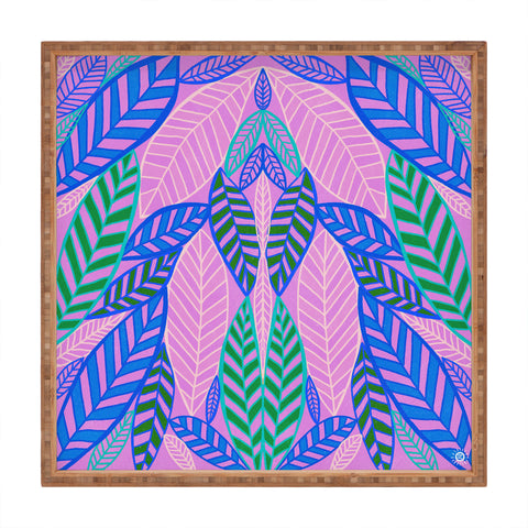 SunshineCanteen tropical lavender leaves Square Tray