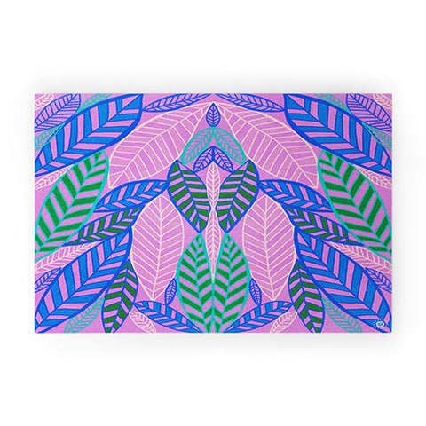 SunshineCanteen tropical lavender leaves Welcome Mat