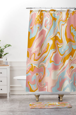 SunshineCanteen vintage marble Shower Curtain And Mat