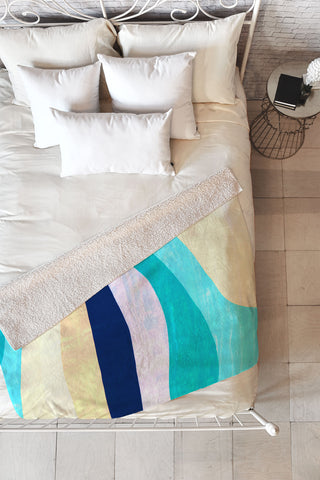 SunshineCanteen white sands and waves Fleece Throw Blanket