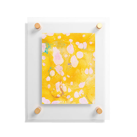 SunshineCanteen yellow cosmic marble Floating Acrylic Print