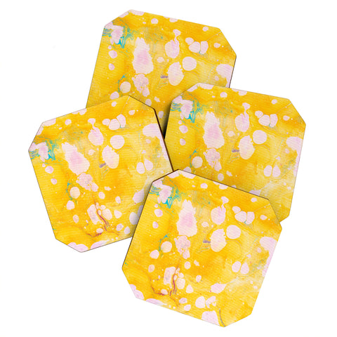 SunshineCanteen yellow cosmic marble Coaster Set