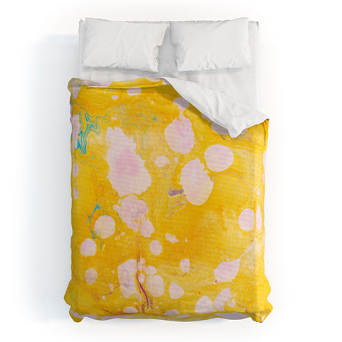 SunshineCanteen yellow cosmic marble Duvet Cover