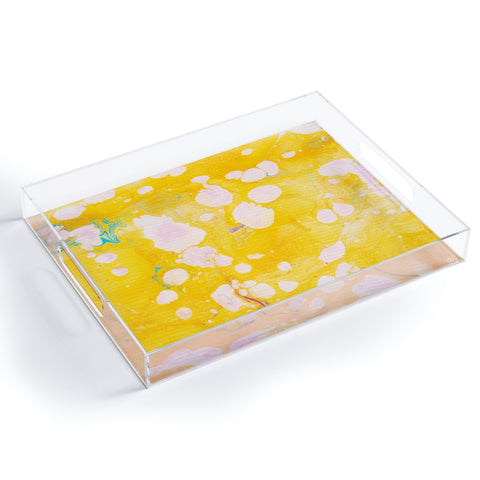 SunshineCanteen yellow cosmic marble Acrylic Tray