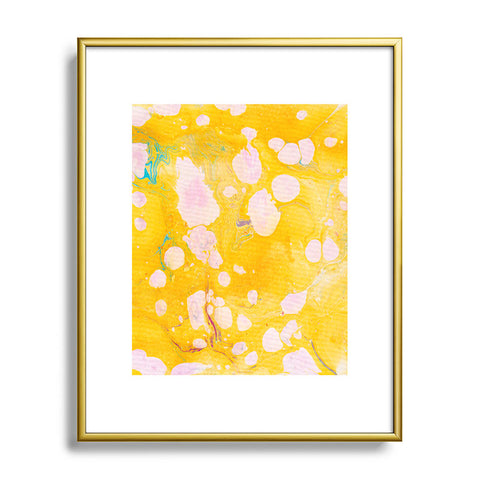 SunshineCanteen yellow cosmic marble Metal Framed Art Print