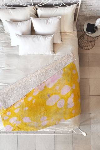 SunshineCanteen yellow cosmic marble Fleece Throw Blanket