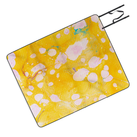 SunshineCanteen yellow cosmic marble Picnic Blanket
