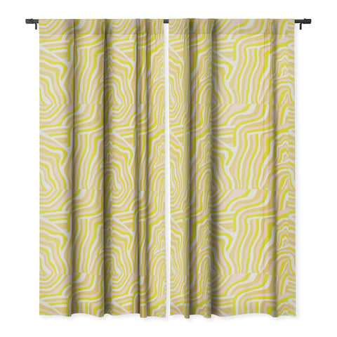 SunshineCanteen yellow zebra stripes Blackout Window Curtain