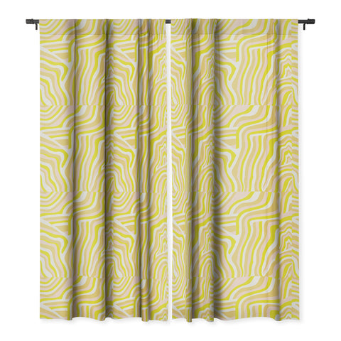SunshineCanteen yellow zebra stripes Blackout Window Curtain