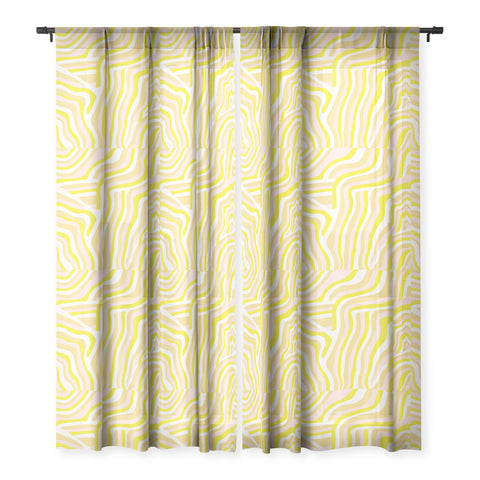 SunshineCanteen yellow zebra stripes Sheer Window Curtain